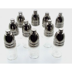 10x Small Empty Glass Vial Mojo Bottle Pendant with Silver Screw Cap